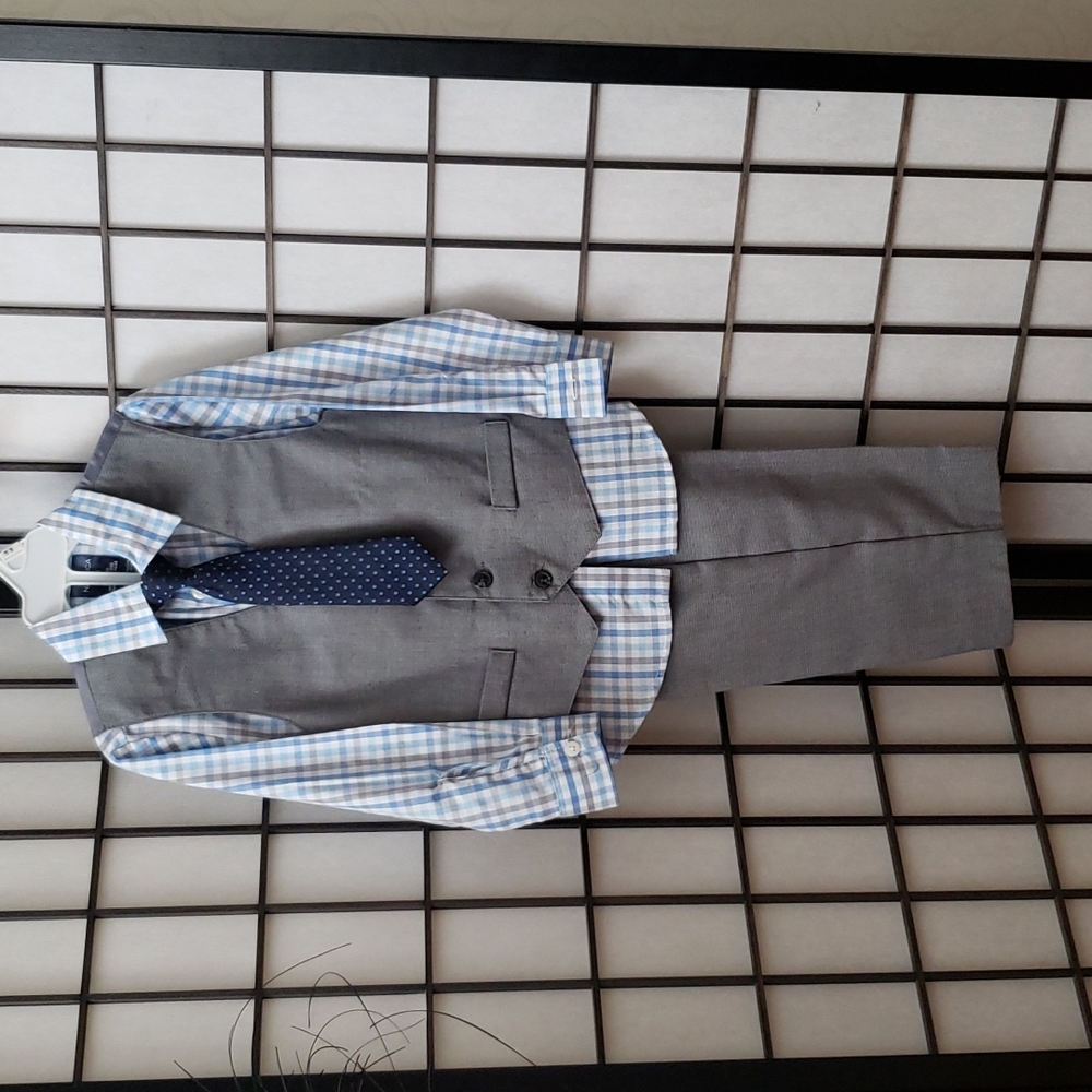 Nautical 4T grey boys 4 piece vest set